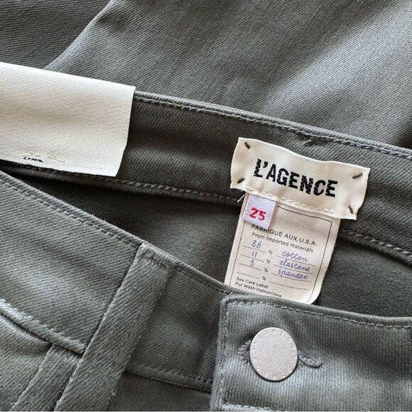 NWT L'AGENCE Selma High Rise Baby Boot Bootcut Jeans in Ivy Green Coated Size 25 - Picture 10 of 11